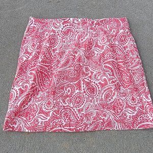 Lands' End Coral and White Paisley Cotton Skirt 18